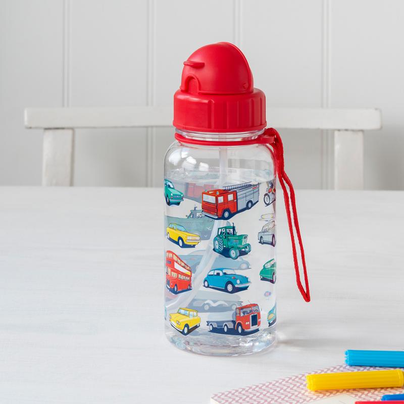 rex london Children's water bottle - Road Trip (integrated straw 500ml)