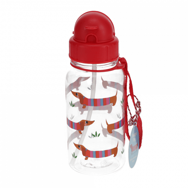 Rex London Children's Water Bottle - Sausage Dog (integrated Straw 500ml)