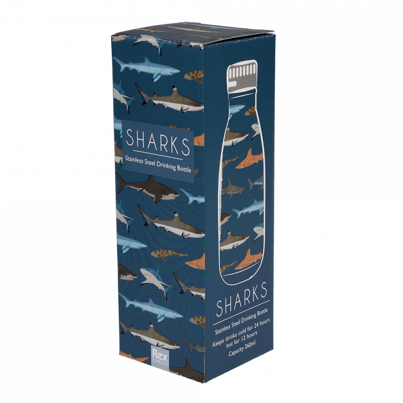 Rex London Children's Water Bottle - Sharks (stainless Steel 260ml)