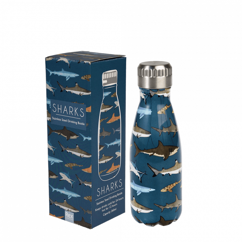 Rex London Children's Water Bottle - Sharks (stainless Steel 260ml)