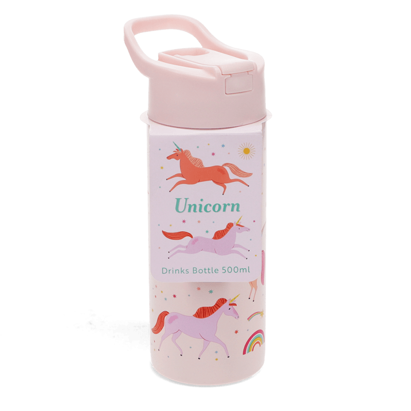 Rex London Children's Water Bottle - Unicorn (stainless Steel With Straw 500ml)
