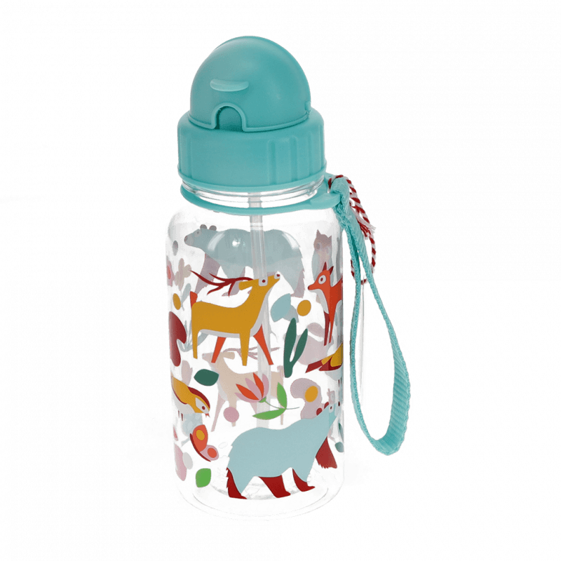 Rex London Children's Water Bottle - Woodland (integrated Straw 500ml)