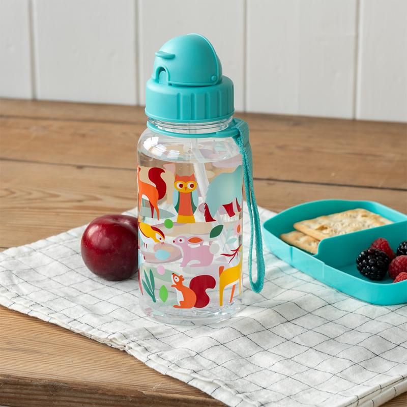 rex london Children's water bottle - Woodland (integrated straw 500ml)