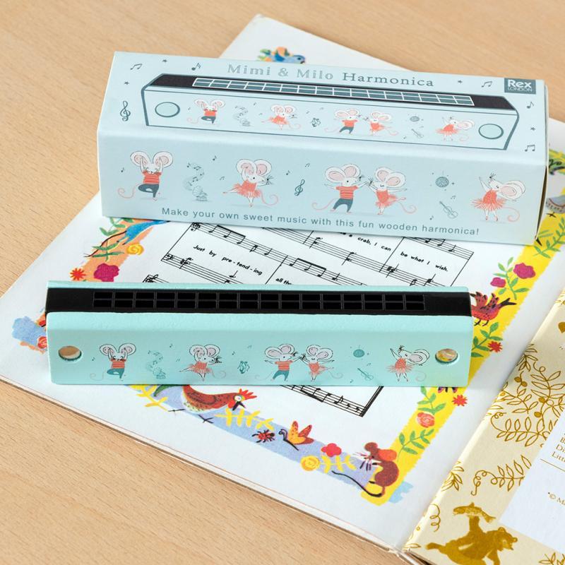 rex london Children's wooden harmonica - Mouse Ballet