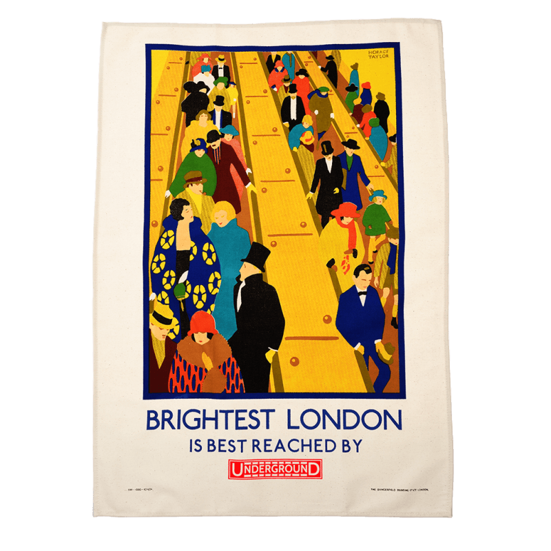 Rex London Cotton Tea Towel - TfL Vintage Poster "Brightest London"