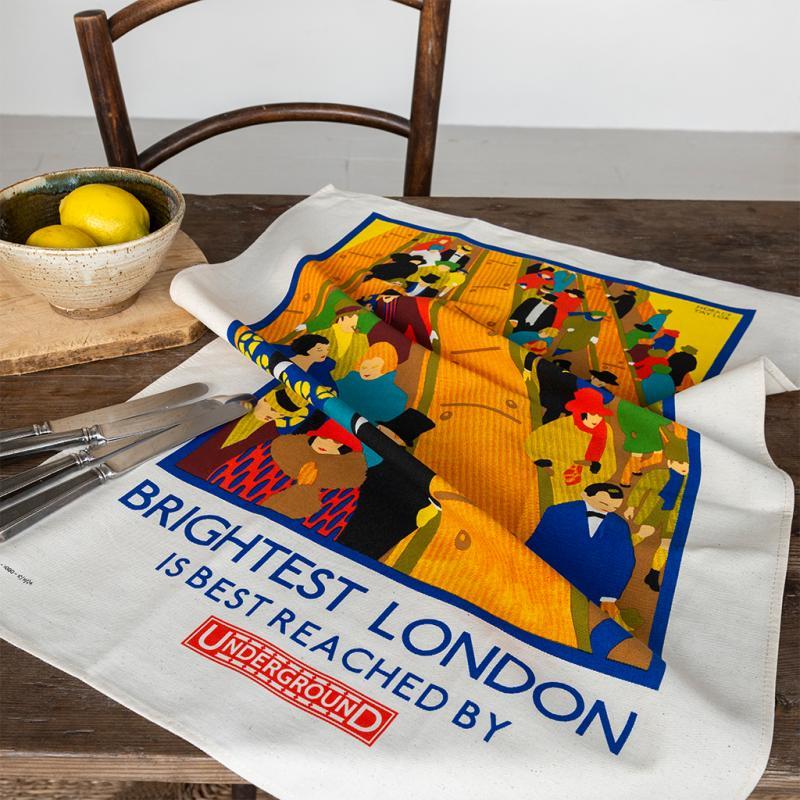 rex london Cotton tea towel - TfL Vintage Poster "Brightest London"