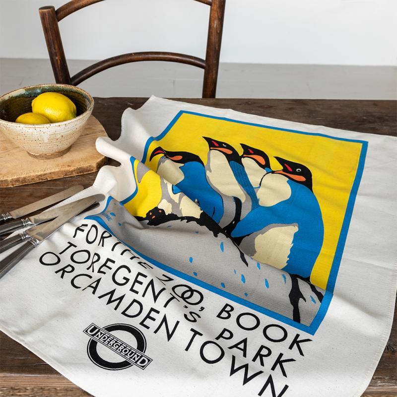 rex london Cotton tea towel - TfL Vintage Poster "For the Zoo "