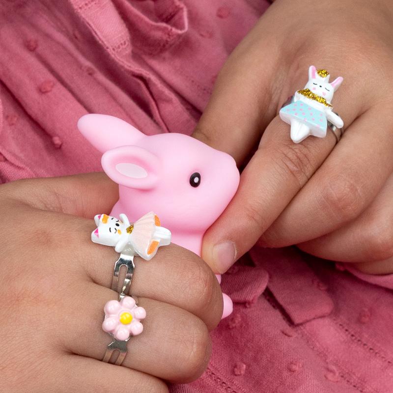 rex london Cute rings (set of 3) - Bunny cat and flower