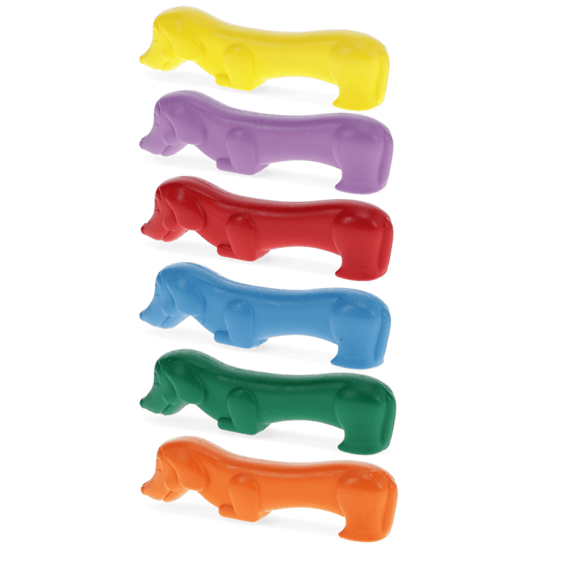 Rex London Dog Shaped Crayons (set Of 6) - Sunny Sausage Dog