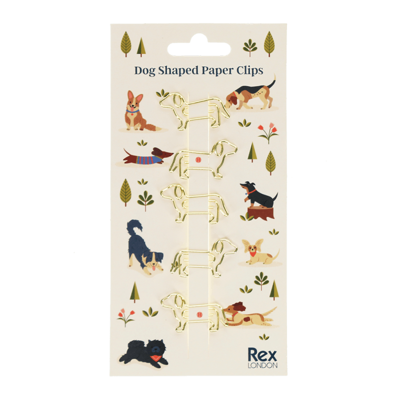 Rex London Dog Shaped Paper Clips (set Of 5) - Dog Park