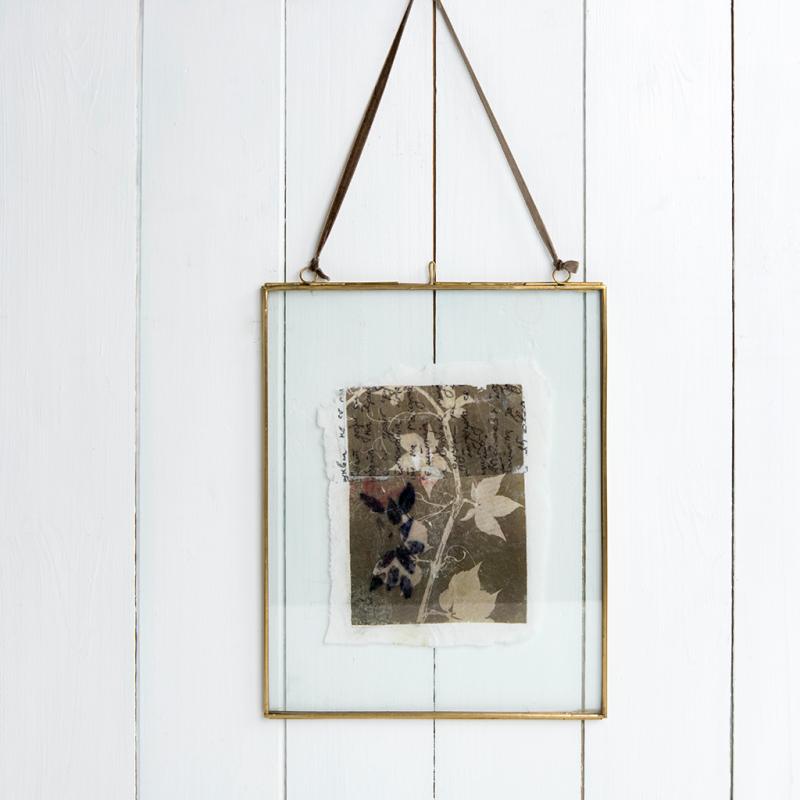 rex london Double sided glass and brass metal hanging frame (25 x 20cm)