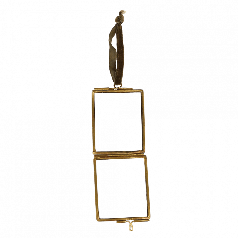 Rex London Double Sided Glass And Brass Metal Hanging Frame (4.5 X 5.5cm)