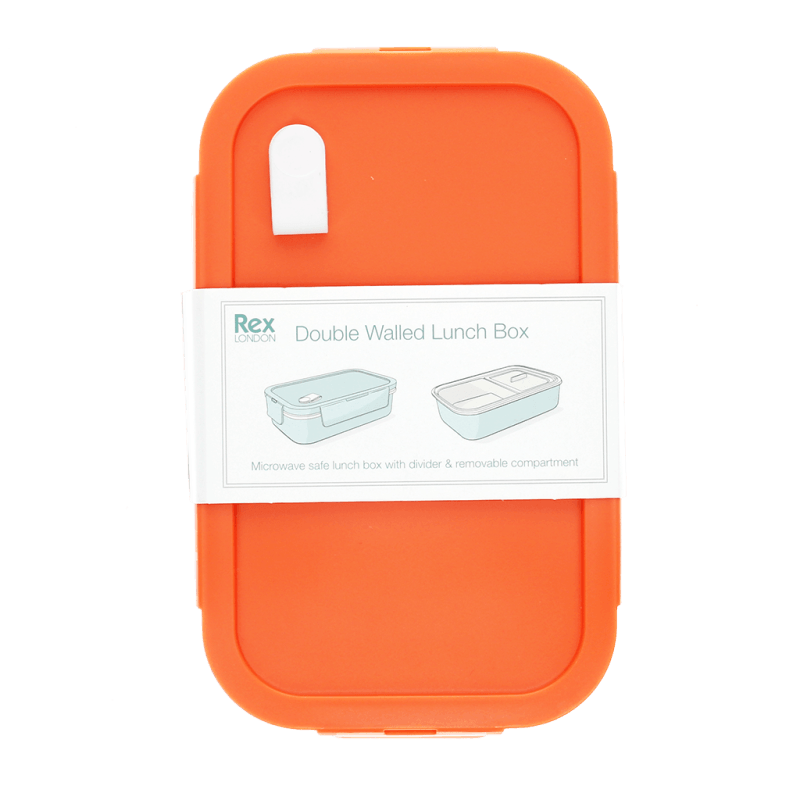 Rex London Double Wall Lunch Box With Divider - Orange