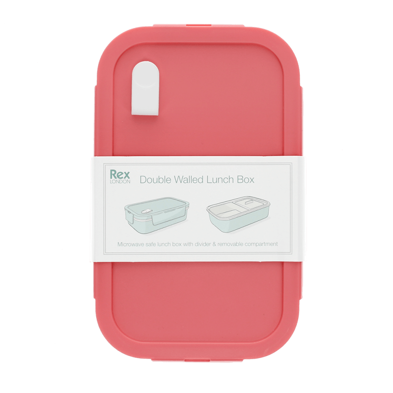 Rex London Double Wall Lunch Box With Divider - Rose Pink