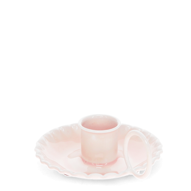 Rex London Enamel Chamberstick Candle Holder - Soft Pink