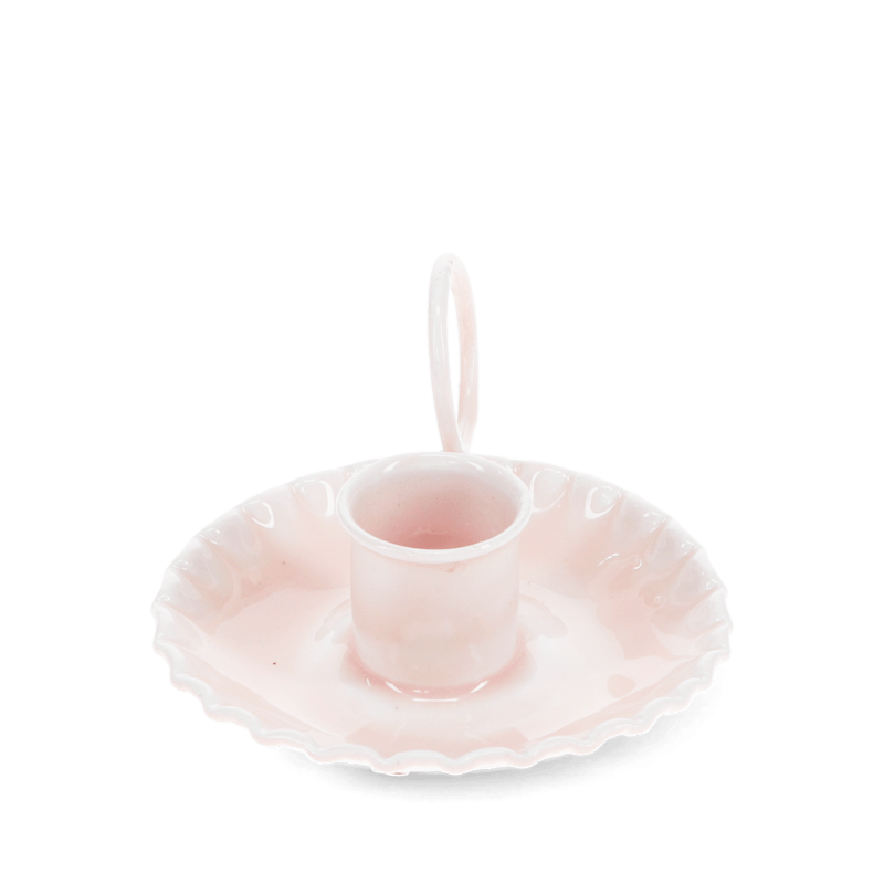 Rex London Enamel Chamberstick Candle Holder - Soft Pink