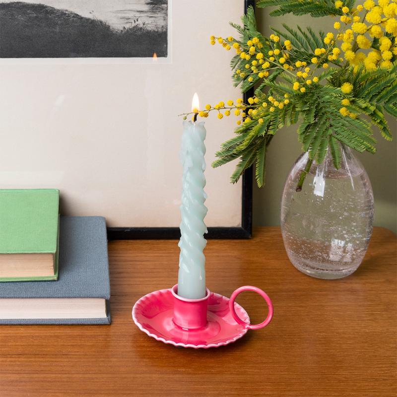 rex london Enamel chamberstick candle holder - Vibrant pink