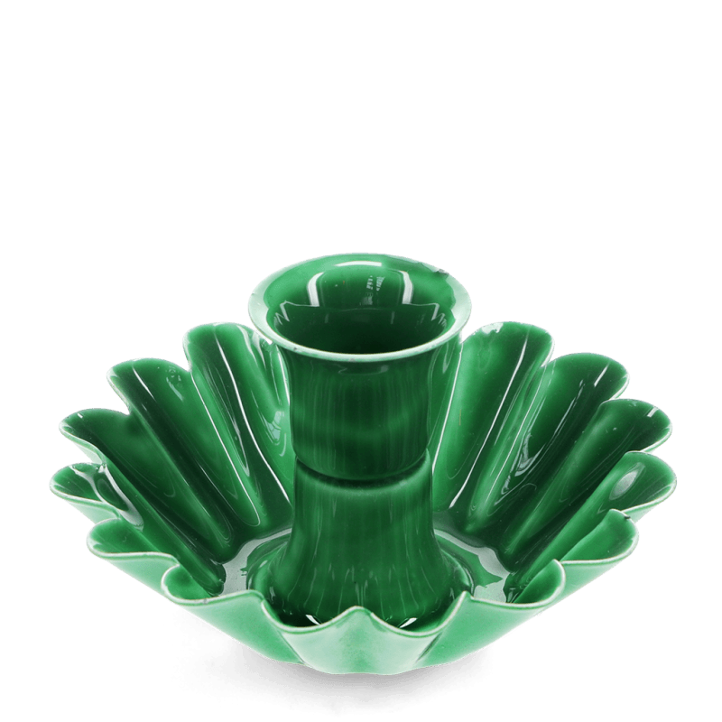 Rex London Enamel Cupped Flower Candle Holder - Dark Green