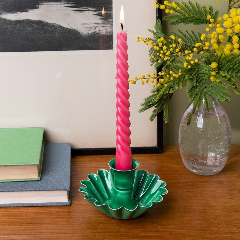 rex london Enamel cupped flower candle holder - Dark green