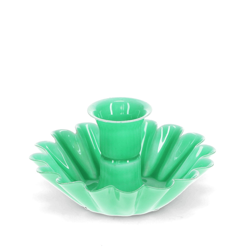 Rex London Enamel Cupped Flower Candle Holder - Green