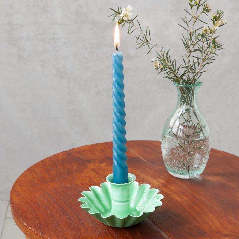 rex london Enamel cupped flower candle holder - Green
