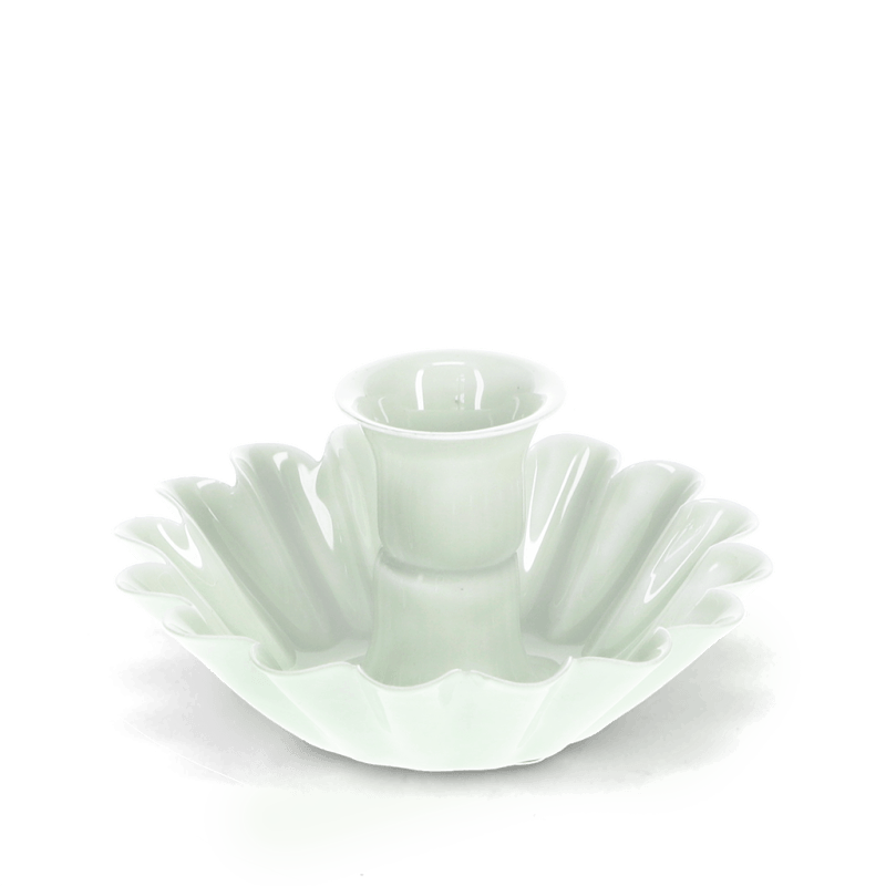 Rex London Enamel Cupped Flower Candle Holder - Light Grey