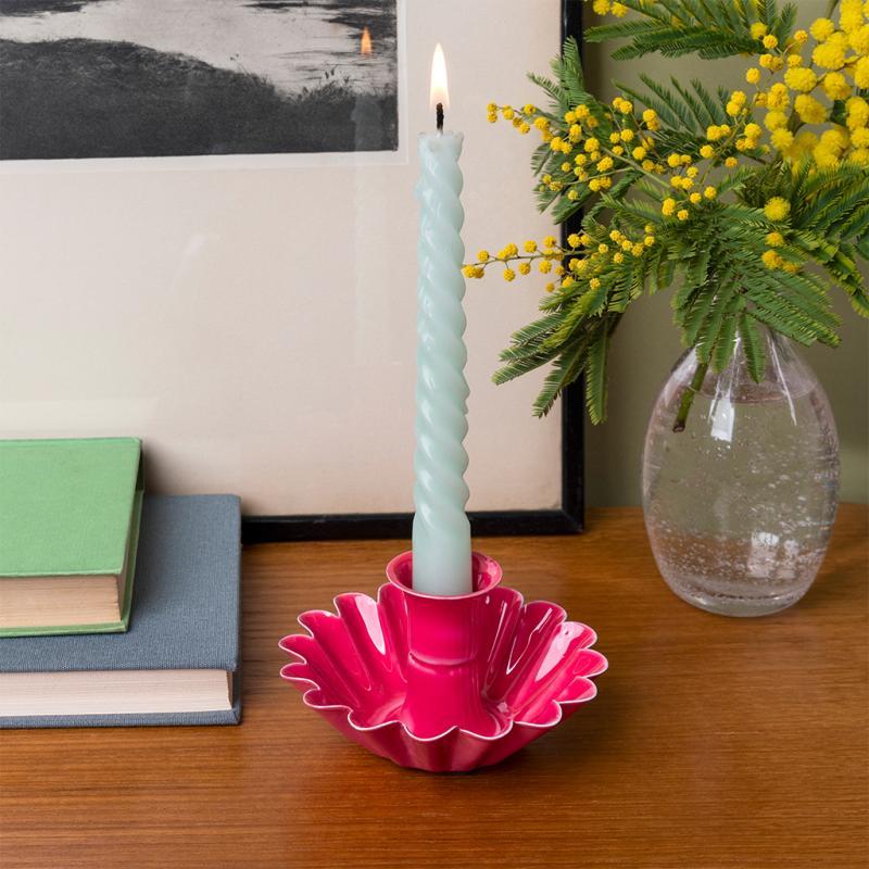 rex london Enamel cupped flower candle holder - Vibrant pink