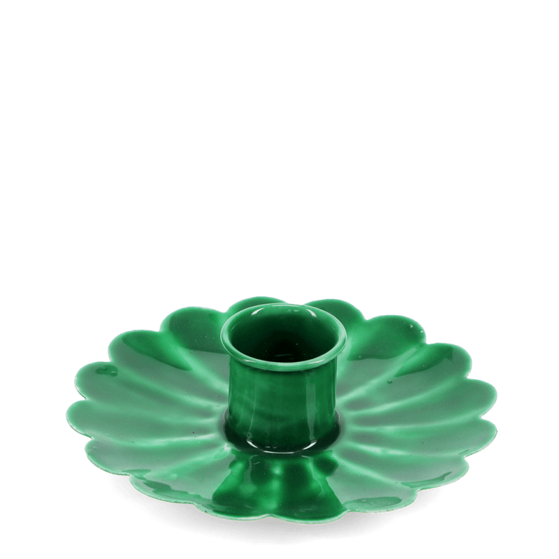 Rex London Enamel Flat Flower Candle Holder - Dark Green