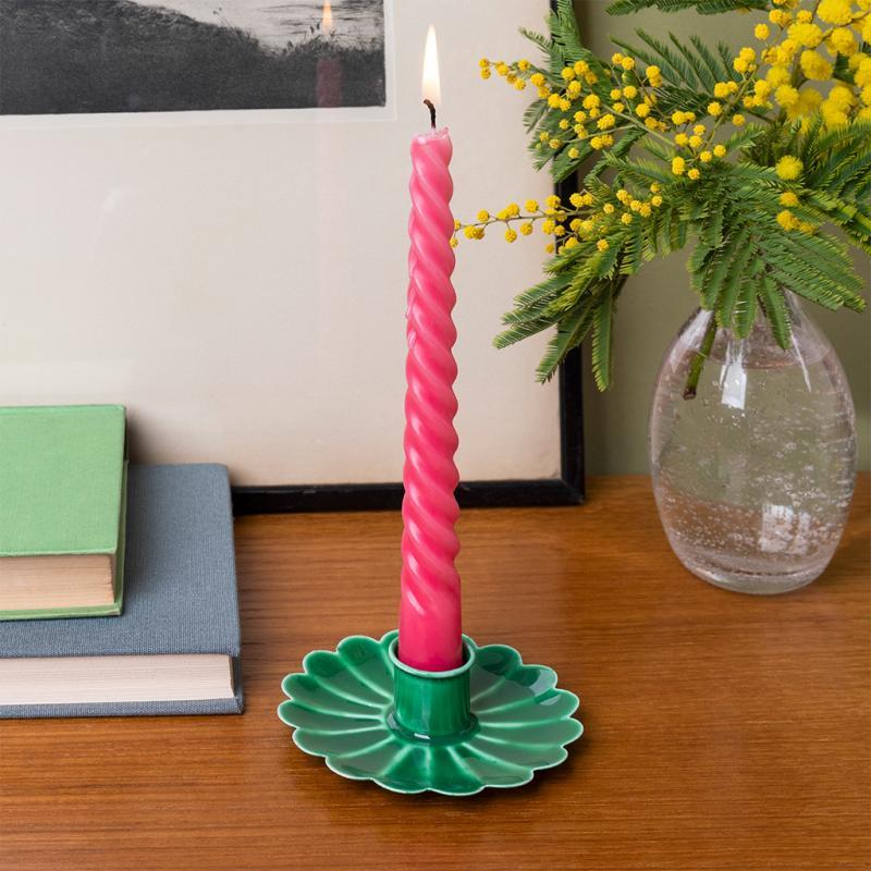 rex london Enamel flat flower candle holder - Dark green
