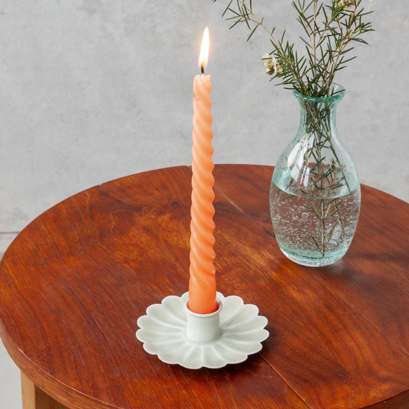 rex london Enamel flat flower candle holder - Light grey
