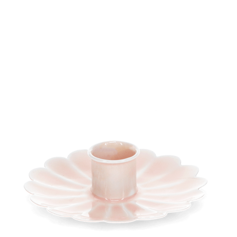 Rex London Enamel Flat Flower Candle Holder - Soft Pink