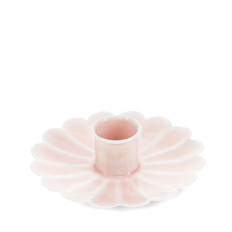 Rex London Enamel Flat Flower Candle Holder - Soft Pink