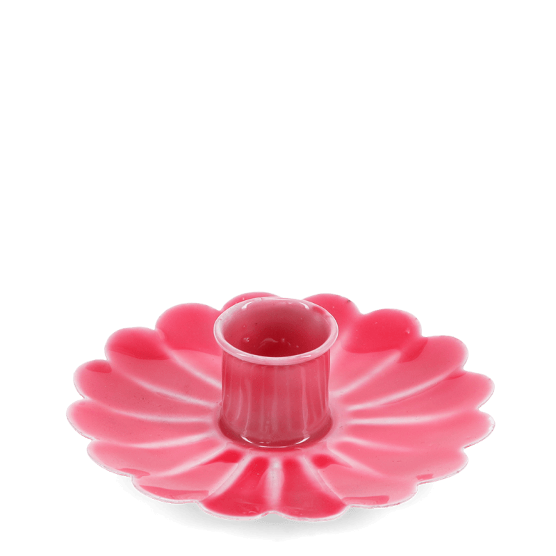 Rex London Enamel Flat Flower Candle Holder - Vibrant Pink