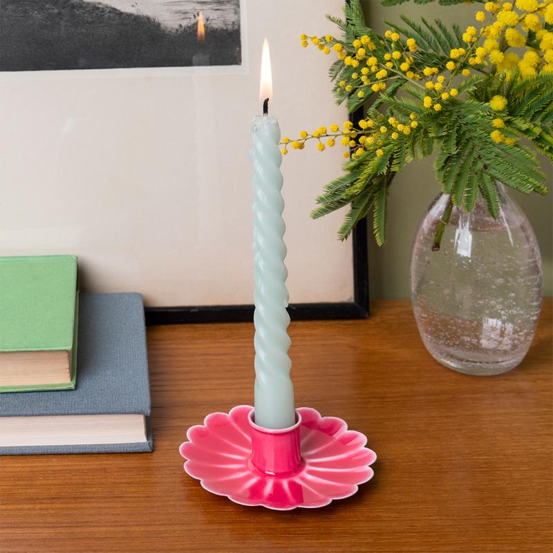 rex london Enamel flat flower candle holder - Vibrant pink