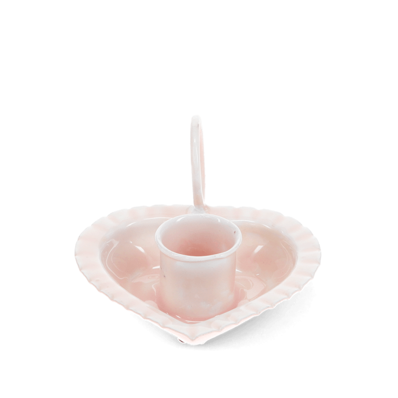 Rex London Enamel Heart-shaped Candle Holder - Soft Pink