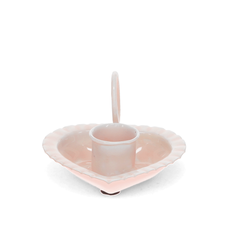 Rex London Enamel Heart-shaped Candle Holder - Soft Pink