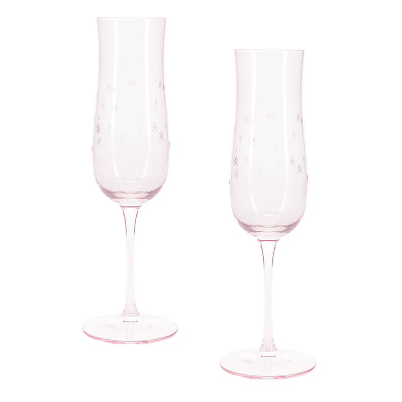 Rex London Etched Star Champagne Glasses 200ml (set Of 2) - Pink