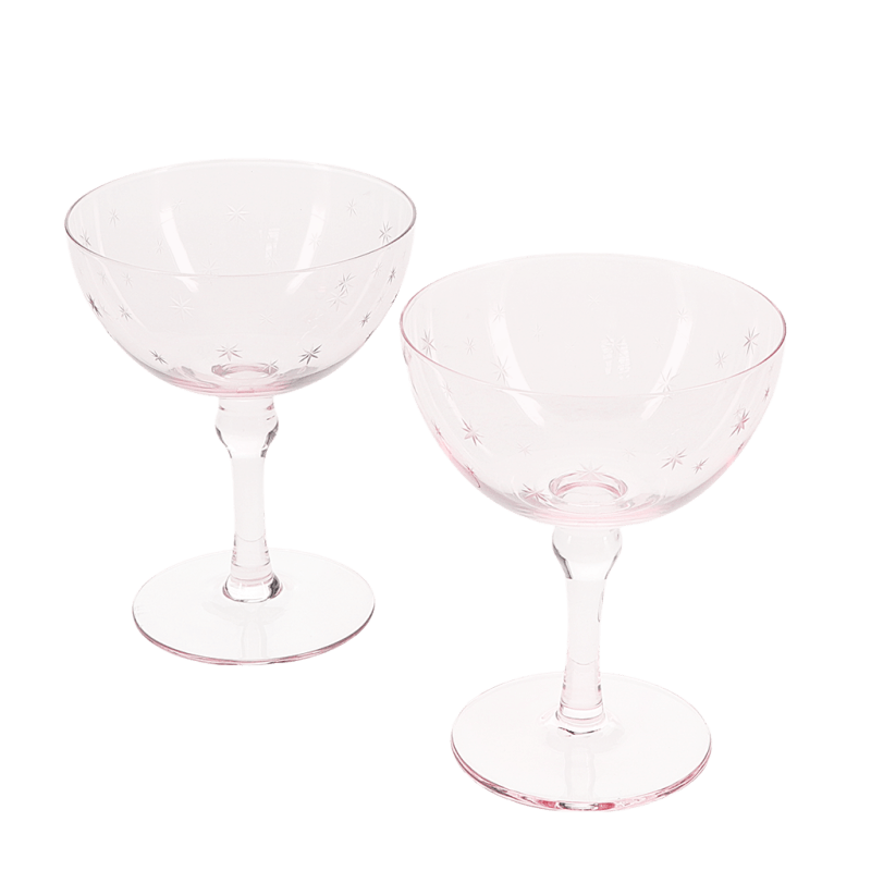 Rex London Etched Star Coupe Cocktail Glasses 200ml (set Of 2) - Pink
