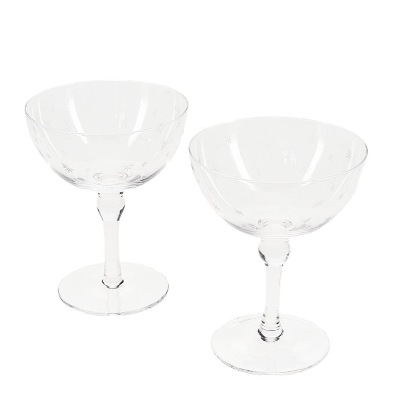 Rex London Etched Star Coupe Cocktail Glasses 200ml (set Of 2) - Clear