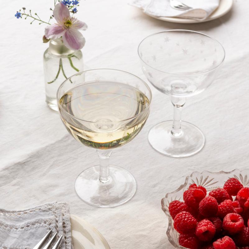 rex london Etched star coupe cocktail glasses 200ml (set of 2) - Pink