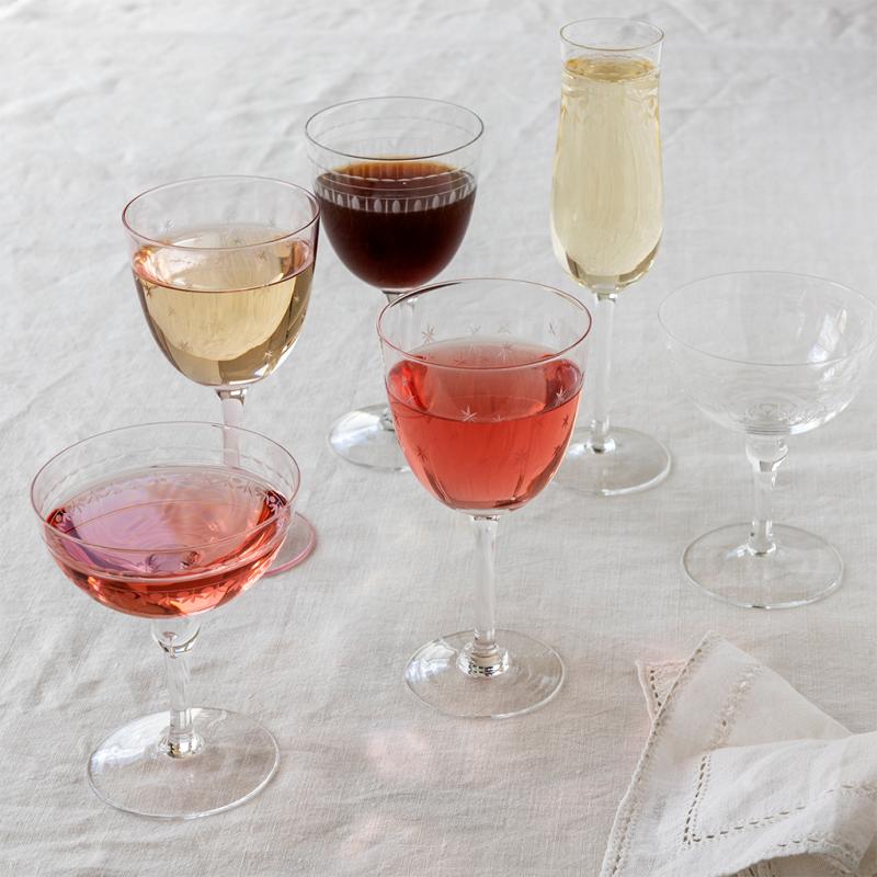 Rex London Etched Star Wine Glasses 250ml (set Of 2) - Clear