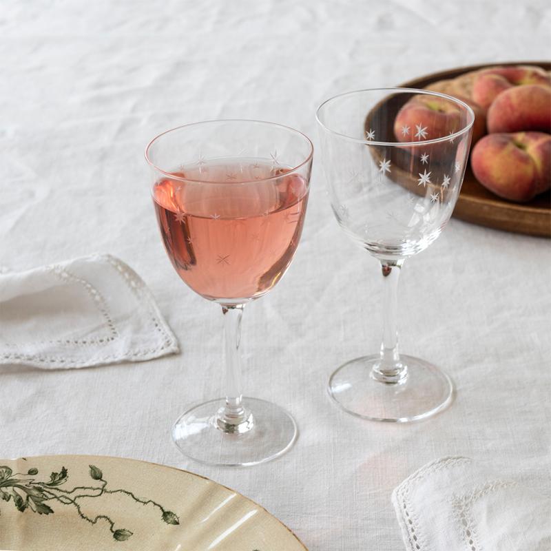 rex london Etched star wine glasses 250ml (set of 2) - Clear