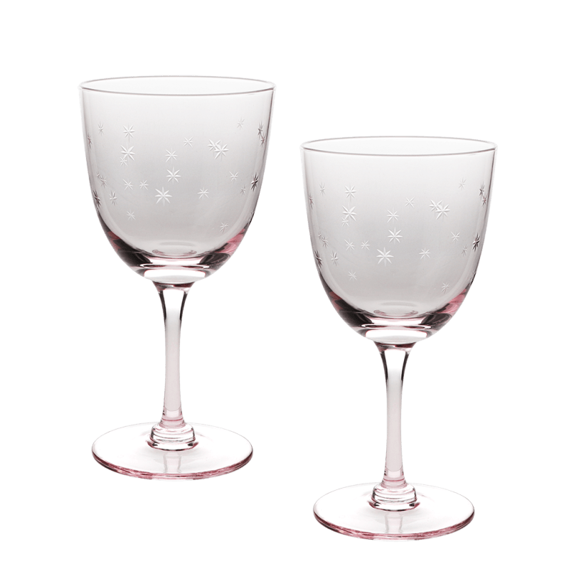 Rex London Etched Star Wine Glasses 250ml (set Of 2) - Pink