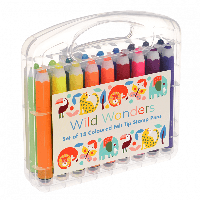 Rex London Felt Tip Pens And Stamps (set Of 18) - Wild Wonders