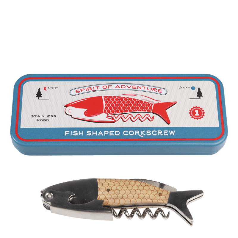 Rex London Fish Shaped Corkscrew In A Tin - Spirit Of Adventure
