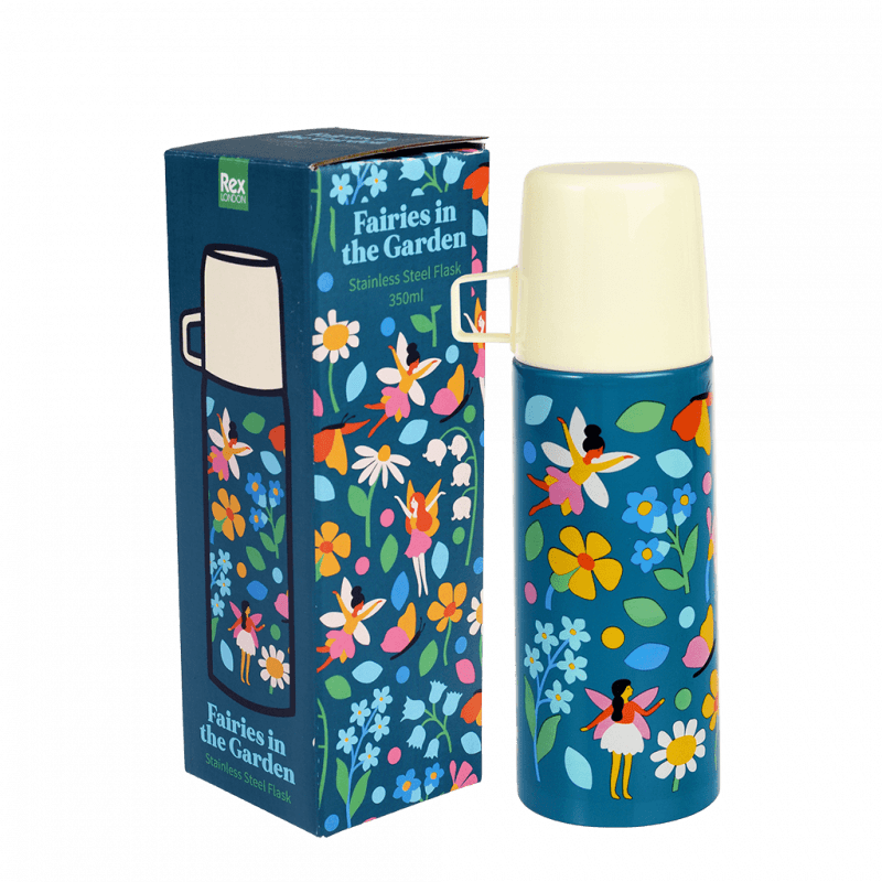Rex London Flask And Cup 350ml - Fairies In The Garden