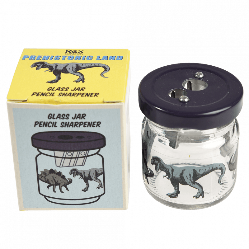 Rex London Glass Jar Pencil Sharpener - Prehistoric Land