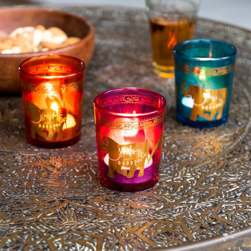 rex london Glass tealight holders (set of 3) - Gold elephants