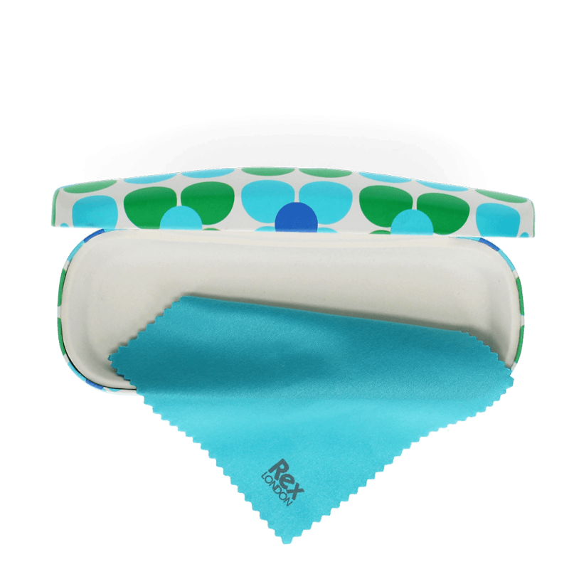 Rex London Glasses Case & Cleaning Cloth - Blue And Green Daisy