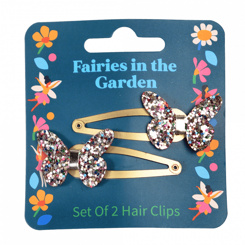 Rex London Glitter Hair Clips (set Of 2) - Fairies In The Garden Butterfly